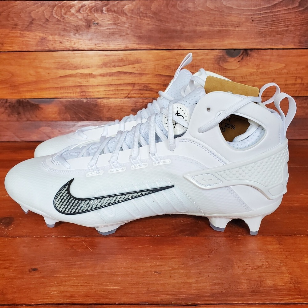 Nike Huarache 9 Elite LAX Lacrosse Cleats Men 12 White‎ Black FD0088-101 New